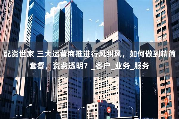 配资世家 三大运营商推进行风纠风，如何做到精简套餐，资费透明？_客户_业务_服务