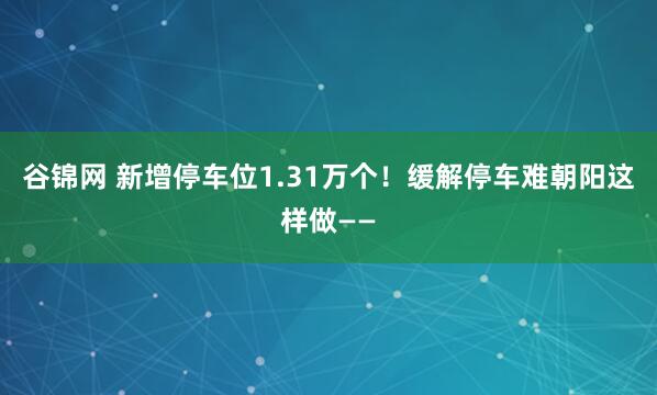谷锦网 新增停车位1.31万个！缓解停车难朝阳这样做——