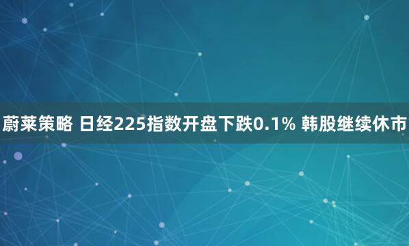 蔚莱策略 日经225指数开盘下跌0.1% 韩股继续休市