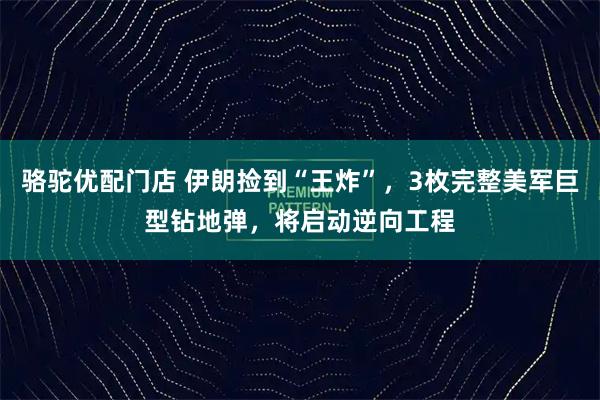 骆驼优配门店 伊朗捡到“王炸”，3枚完整美军巨型钻地弹，将启动逆向工程